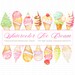 Watercolor Ice Cream Clipart, Summer Treats Illustrations, Sweet Dessert Download, Dreamy Swirl Cones Clip Art, Sundae Party Invitations