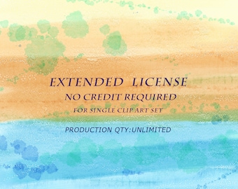 EXTENDED LICENSE No Credit required/ For single Clip Art Set/ Commercial Use- Unlimited Production Quantity
