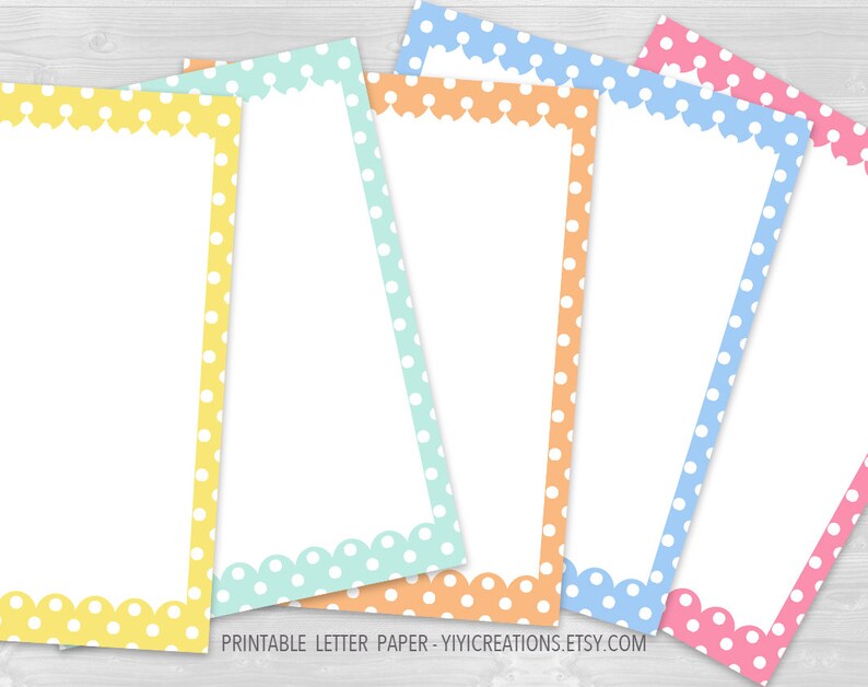 Cute Printable Writing Paper Set of 20 Polka Dots Stationery - Etsy
