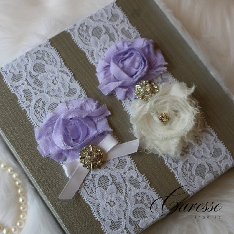 Lavender Bridal Garters-Cutstom Bridal Garter-shabby chic garter