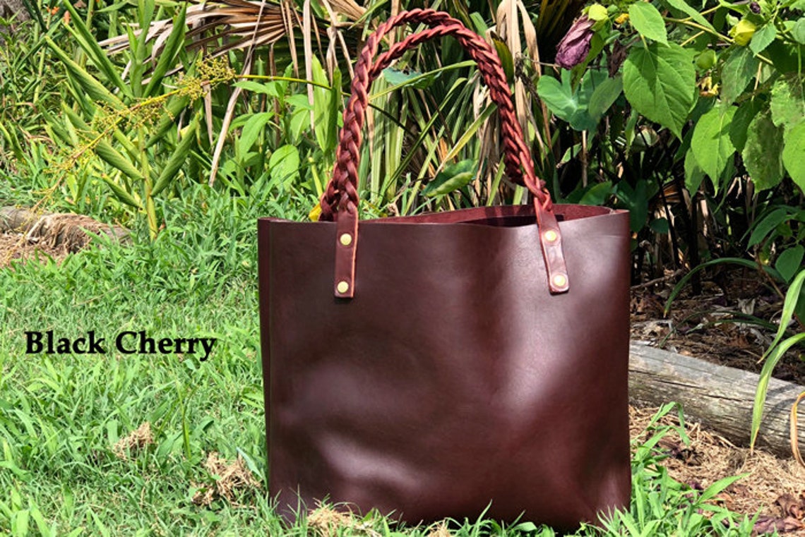 Handmade Leather Tote Bag Made in USA Etsy