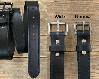 Black Premium Leather Belt, Black Leather Belt, Handmade Leather Belt, Heritage Leather Belt, Made in USA Leather Belt, Heavy Duty Belt