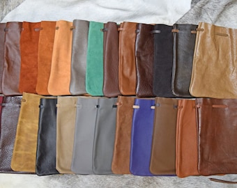 Drawstring Leather and Suede Large size Pouches Made in USA (Bulk Assortment) Party Favors Gift Ideas