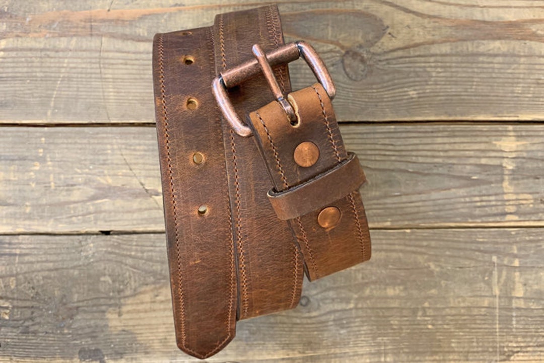 Handmade Copper Rough & Tough Leather Belt, Distressed Leather Belt, SB