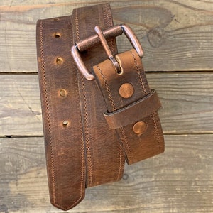 Handmade Copper Rough & Tough Leather Belt, Distressed Leather Belt, SB Foot Leather, Heavy duty Leather Belt