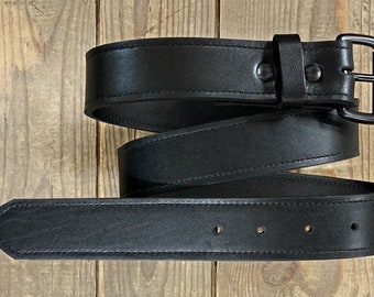 Black-EXCALIBUR Leather Belt, Black Leather Belt, Handmade Leather Belt, Heritage Leather Belt, Made in USA Leather Belt, Heavy Duty Belt