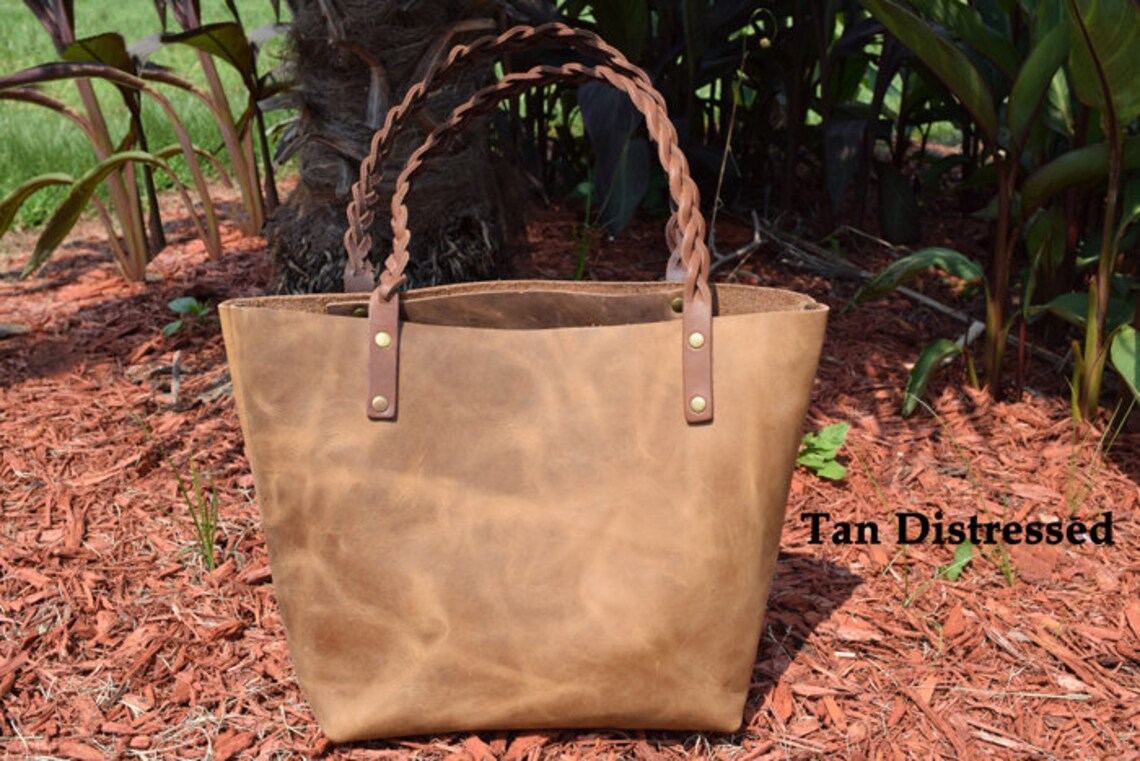Handmade Leather Tote Bag Made in USA Etsy