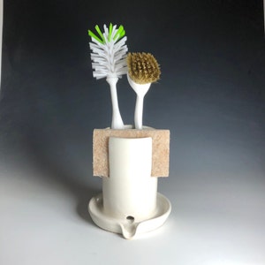 Self Draining Sponge/Brush Holder Pearl White image 1