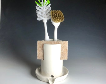 Self Draining Sponge/Brush Holder - Pearl White