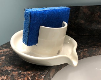 Self Draining Sponge Holder -pearl white