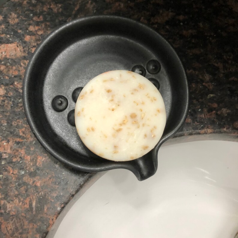 Round Self Draining Soap Dish Charcoal matte Black Etsy