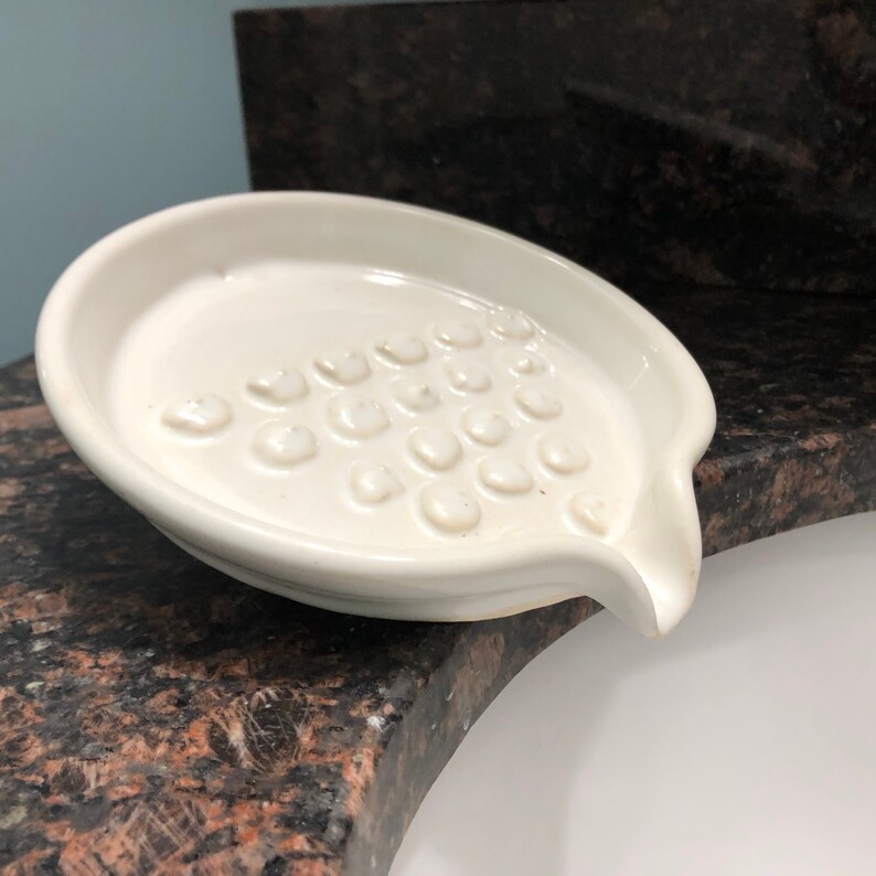 Round Self Draining Soap Dish Pearl White Etsy