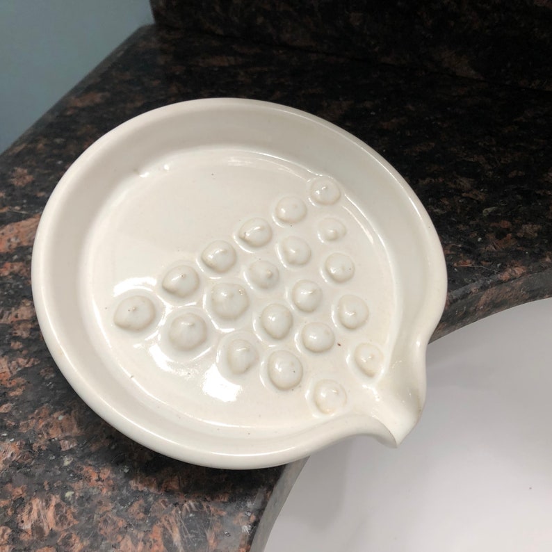 Round Self Draining Soap Dish Pearl White Etsy