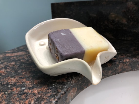 Self Draining Soap Dish - Pearl White