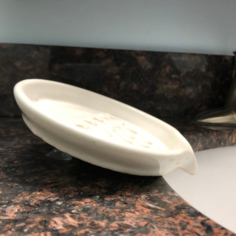 Round Self Draining Soap Dish Pearl White Etsy