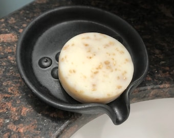 Round Self Draining Soap Dish - Charcoal (matte black)