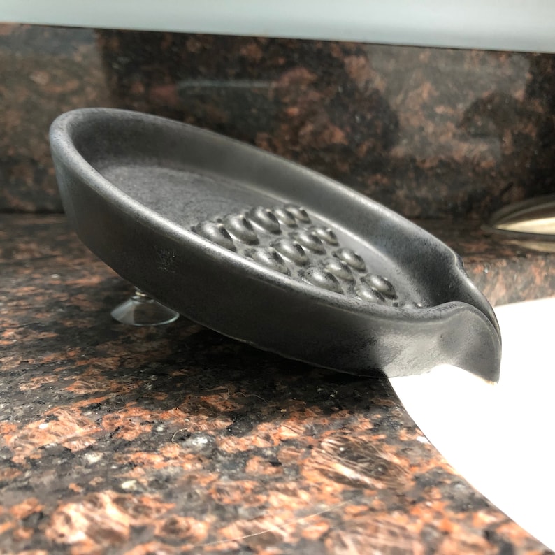 Round Self Draining Soap Dish Charcoal matte black Etsy