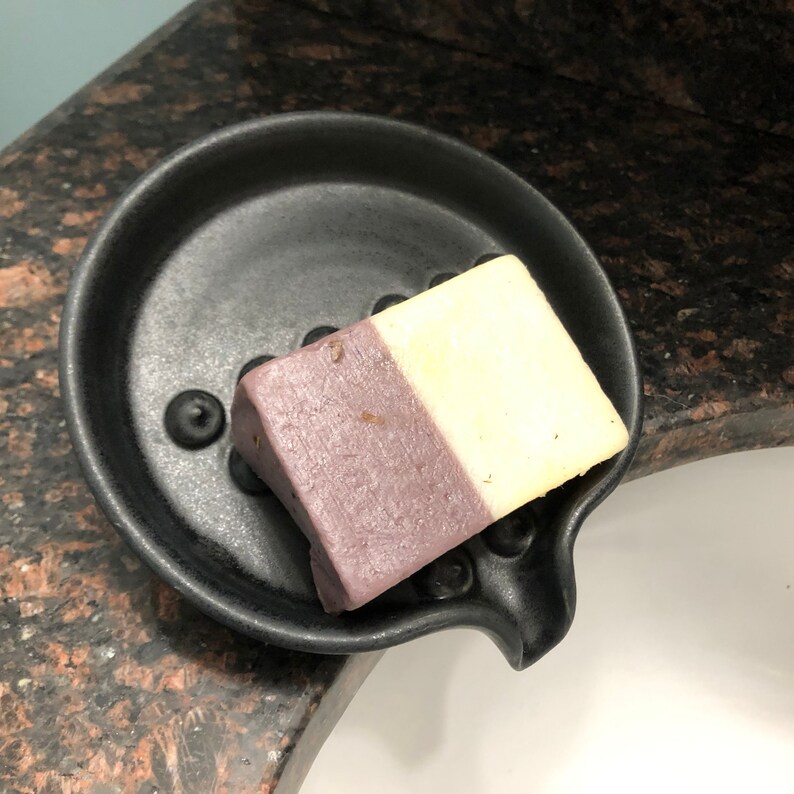 Round Self Draining Soap Dish Charcoal matte Black Etsy