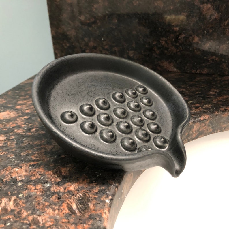 Round Self Draining Soap Dish Charcoal matte Black Etsy