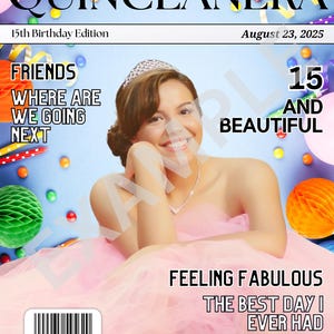DIY Quinceañera Magazine Cover: Sweet 16 Birthday Keepsake (Digital Download 8.5x11)