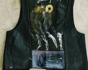 Hand Painted Vintage Leather Vest