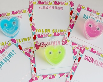 Slime Valentine Cards, Slime Valentine Tags, Be My ValenSLIME, Happy Valenslime's Day, Printable Classroom Valetine Favors