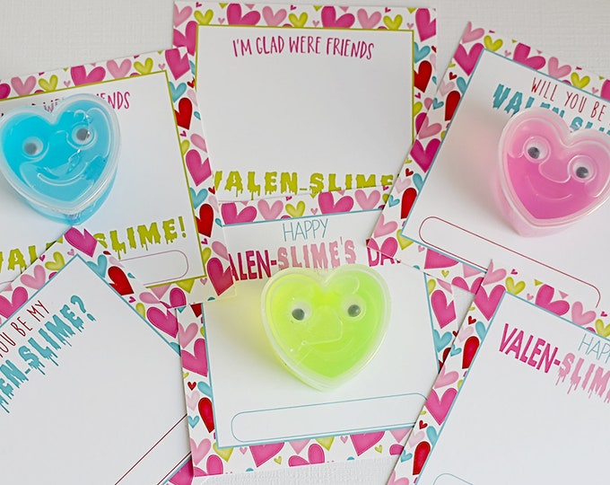 Slime Valentine Cards, Slime Valentine Tags, Be My Valenslime, Happy ...