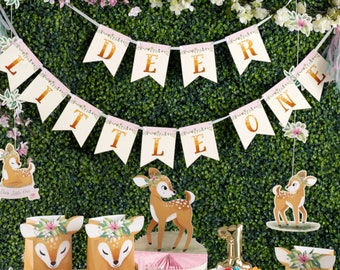 Deer Party Banner, Deer Banner, Deer Party Sign, Deer First Birthday Banner, Foral Deer Baby Shower Banner, Oh Deer Party Decor, Deer Girl