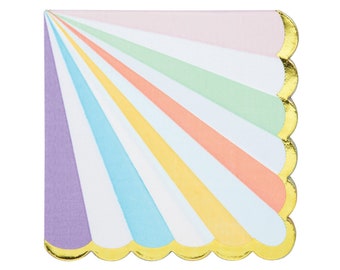 Pastel Striped Napkins, Pastel Rainbow Napkins, Ice Cream Party Supplies, Pastel Napkins