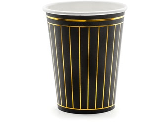 Milestone Birthday Treat Cups Pack of 6 Shot Cups New Year/'s Eve Party Wedding Shower Decor Mini Black with Gold Rim Paper Cups