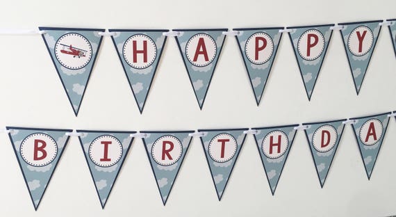 Airplane Banner, Vintage Airplane Birthday Banner, Airplane First Birthday, Airplane Decorations, Airplane Party, Red Airplane Il_570xn