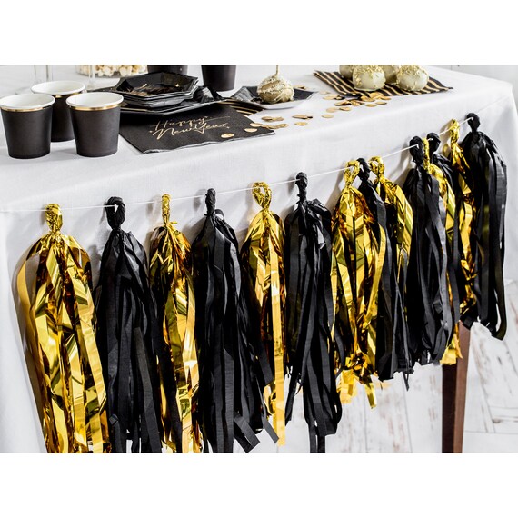 Black and Gold Tassel Garland Kit DIY Tissue Tassel Black Etsy