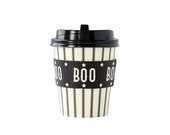 Halloween Mini Coffee Cups 8ct, Vintage Inspired Halloween Coffee Cups With Lids, Fall Coffee Bar, Spooktacular Party Decor, Happy Boo Day Il_170x135