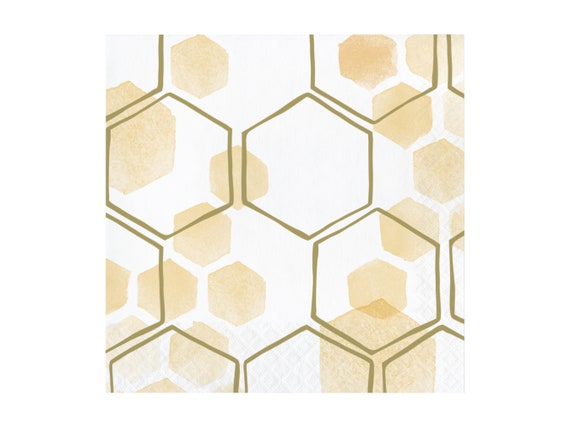 Gold Bee Paper Napkins, Large Bee Napkins, Honeycomb Napkins, Gold Bee Decorations, Bee Bridal Shower, Bee Baby Shower, 16 Luncheon Napkins Il_570xn