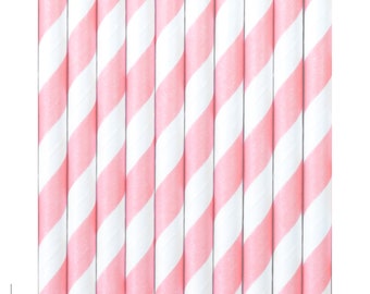 Pink and White Striped Paper Straws 10ct, Pink Straws, Pink Party Supplies, Eco Friendly Straws, Cake Pop Sticks, Valentine Party, Princess