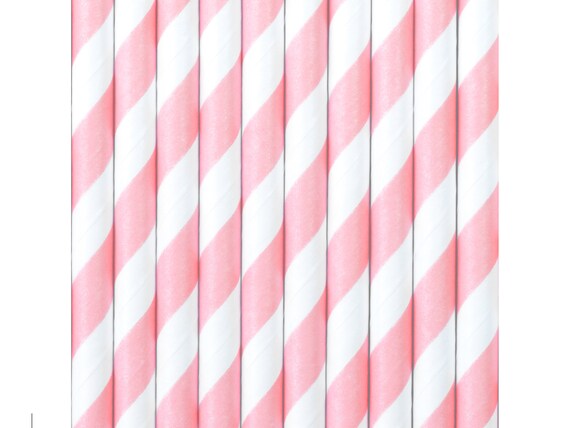Pink and White Striped Paper Straws 10ct, Pink Straws, Pink Party Supplies, Eco Friendly Straws, Cake Pop Sticks, Valentine Party, Princess Il_570xn