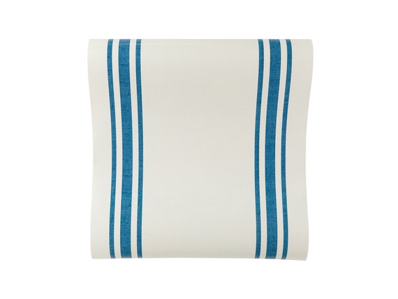 Blue Striped Table Runner, Navy and Cream Table Cover, Blue Shower Décor, Nautical Party Supplies, Coastal Bridal Shower, Hamptons Theme Il_570xn