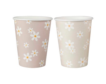 Daisy Paper Cups 8ct, Floral Party Cups, Flower Cups, Garden Tea Party Cups, Daisy Birthday Party, Floral Baby Shower, Spring Bridal Shower