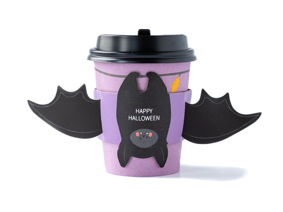Bat Cups with Lids 8ct, Small Halloween Coffee Cups, Disposable Cups, Halloween Coffee Bar, Kids Halloween Party, Bat Part Decor Il_570xn