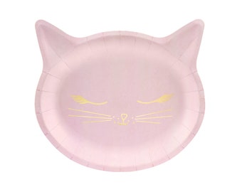 Pink Kitty Cat Party Plates, Cat Shaped Plates, Cat Party Decor, Cat Tableware, Meow Birthday, Are You Kitten Me
