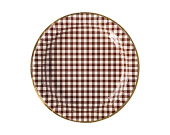 Harvest Brown Gingham Check Plates 8ct, Thanksgiving Plates, Brown Plate, Autumn Tableware, Farm Party, Thanksgiving Dinner, It's Fall Y'all