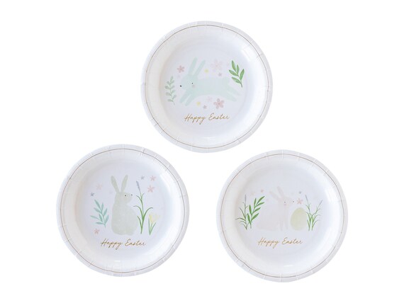 Watercolor Easter Bunny Plates 8ct, Easter Paper Plates, Easter Dessert Plates, Easter Tableware, Kids Easter Party, Easter Brunch Il_570xn