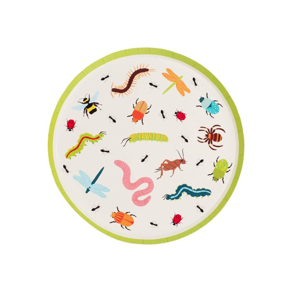 Bug Party Plates 8ct, Insect Paper Plates, Bug Birthday Party, Bug Hunt Birthday, Insect Birthday, Little Bug Baby Shower Dessert Plates