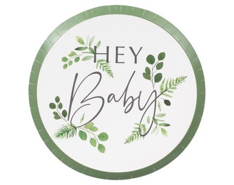 Greenery Baby Shower Plates, Eucalyptus Baby Shower Paper Plates, Botanical Shower Plates, Boho Party Plates, Gender Neutral Shower