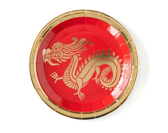 Chinese New Year Dragon Plates, Lunar New Year Paper Plates, Chinese New Year Decor, Chinese Wedding, Chinese Tea Ceremony Tableware