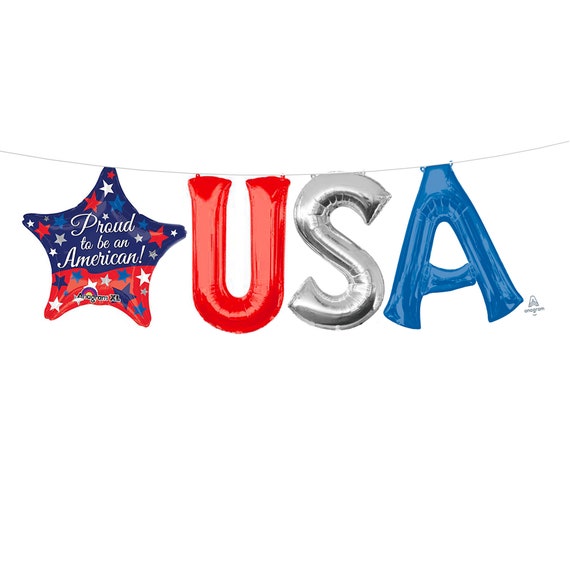 Red White and Blue USA balloons, 4th of July Balloons, Red White Blue Balloons, Proud to Be American, Military Homecoming, Letter Balloons Il_570xn
