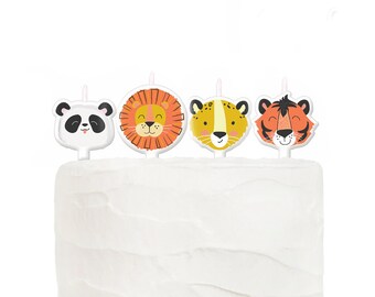 Safari Animal Birthday Candles, 4 Jungle Birthday Candles, Safari Party Supplies, Animal Party Decorations, Wild One Birthday, Zoo Party