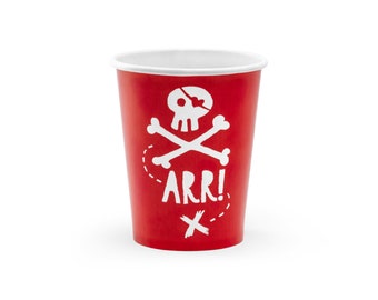 Pirate Cup, Pirate Birthday Cups, Skull and Crossbones, Pirate Party Supplies, Ahoy Matey, Ahoy It's A Boy, Pirate Theme Party, 6 paper cups