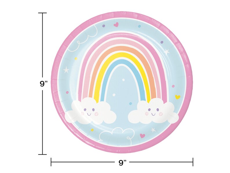 Pastel Rainbow Party Plates Rainbow Party Supplies Rainbow Baby Shower Rainbow Birthday Decorations 8 Pastel Rainbow Paper Plates