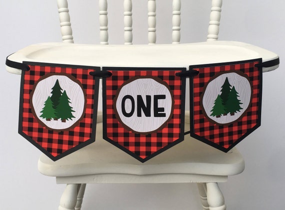 Lumberjack Buffalo Plaid High Chair Banner By Confetti Party